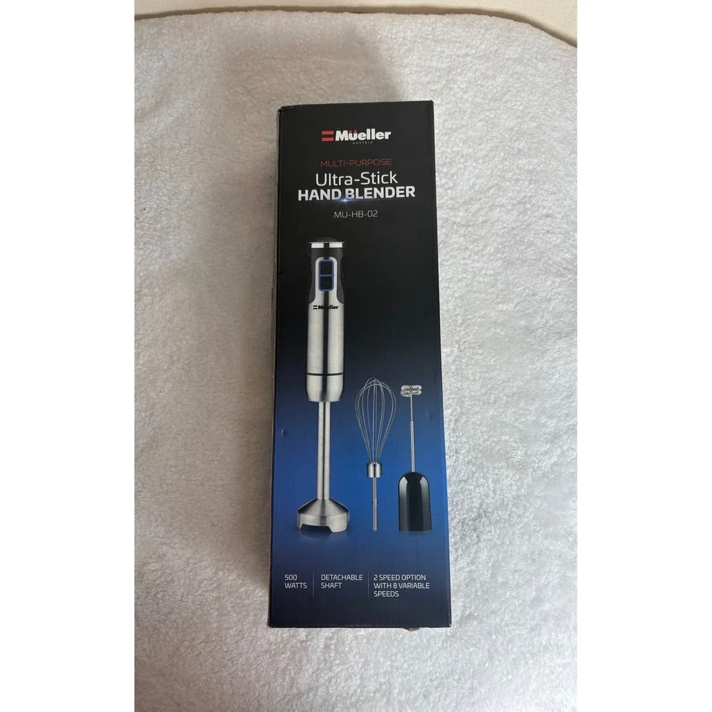 Mueller Austria Ultra-Stick Hand Blender MU-HB-02 500W 8-Speed Silver Black NEW